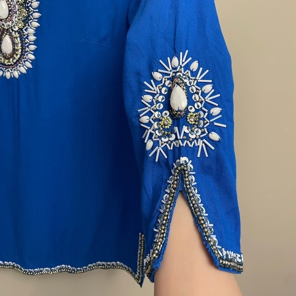 Lilly Pulitzer Braydon Tunic Top Embellished XS Blue - Picture 6 of 12